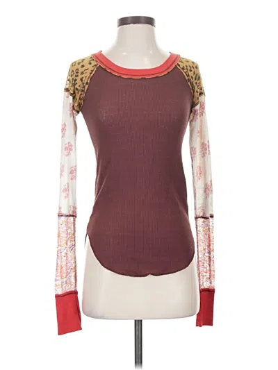 Pre-owned We The Free Long Sleeve T-shirt In Burgundy