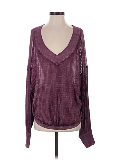 Pre-owned We The Free Long Sleeve T-shirt In Burgundy