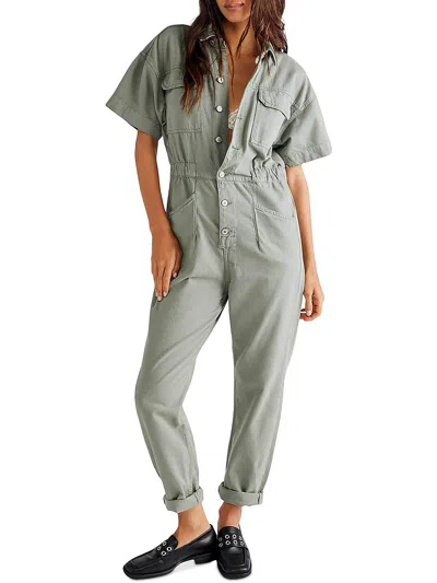 We The Free Marci Womens Denim Jumpsuit In Green