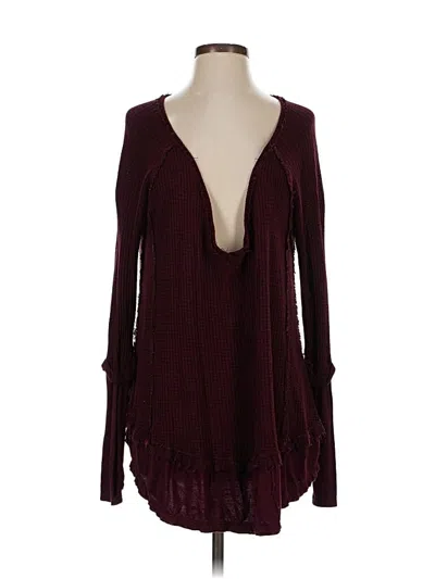 Pre-owned We The Free Pullover Sweater In Burgundy