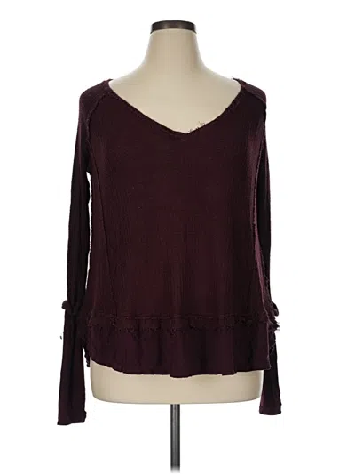 Pre-owned We The Free Pullover Sweater In Burgundy