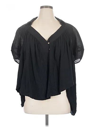 Pre-owned We The Free Short Sleeve Blouse In Black