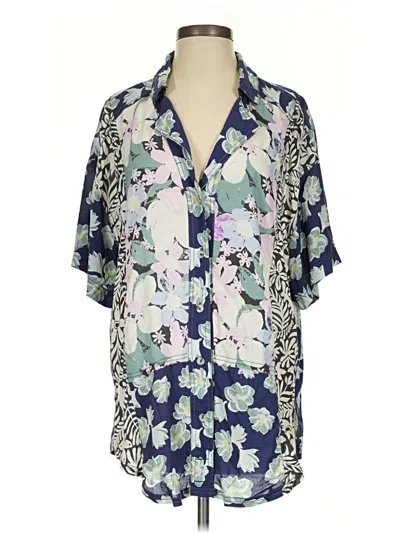 Pre-owned We The Free Short Sleeve Blouse In Blue