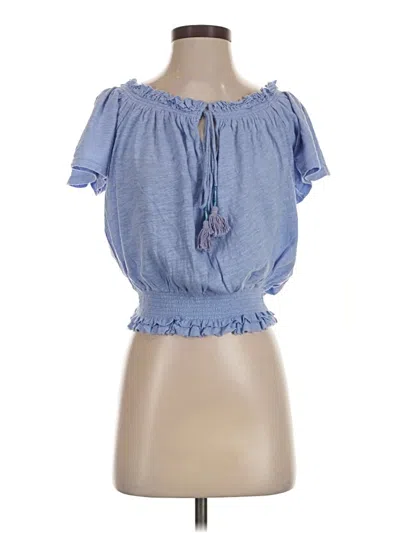 Pre-owned We The Free Short Sleeve Blouse In Blue
