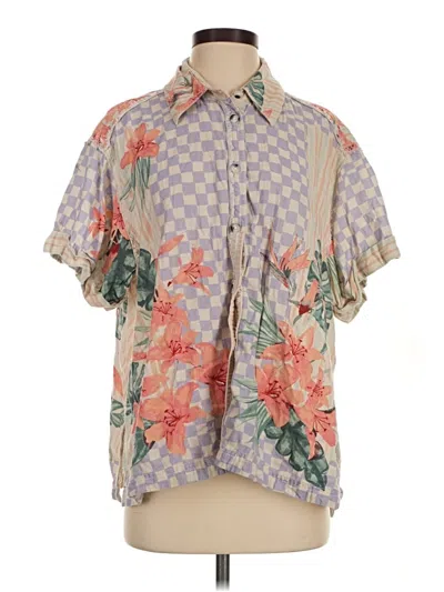 Pre-owned We The Free Short Sleeve Blouse In Gray