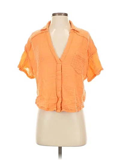 Pre-owned We The Free Short Sleeve Blouse In Orange