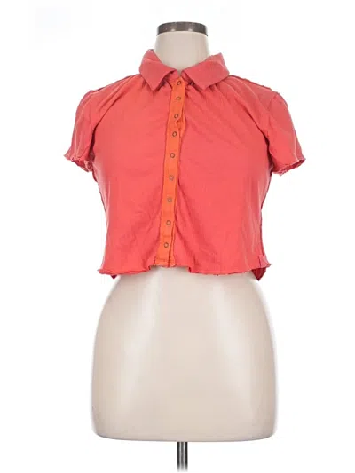 Pre-owned We The Free Short Sleeve Blouse In Orange