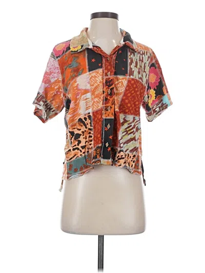 Pre-owned We The Free Short Sleeve Blouse In Orange