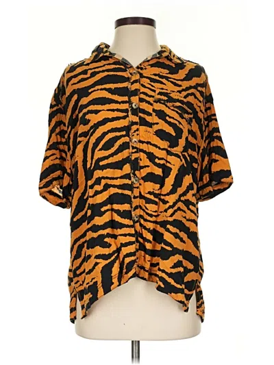 Pre-owned We The Free Short Sleeve Blouse In Orange