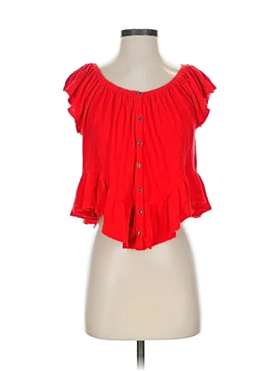 Pre-owned We The Free Short Sleeve Blouse In Red