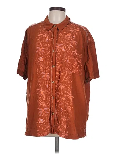 Pre-owned We The Free Short Sleeve Button Down Shirt In Brown