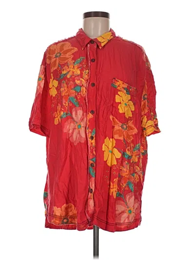 Pre-owned We The Free Short Sleeve Button Down Shirt In Red