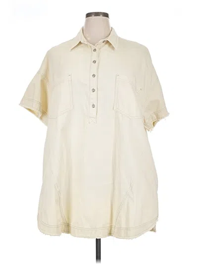 Pre-owned We The Free Short Sleeve Button Down Shirt In White