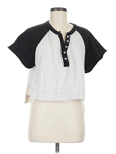 Pre-owned We The Free Short Sleeve Henley Shirt In Black