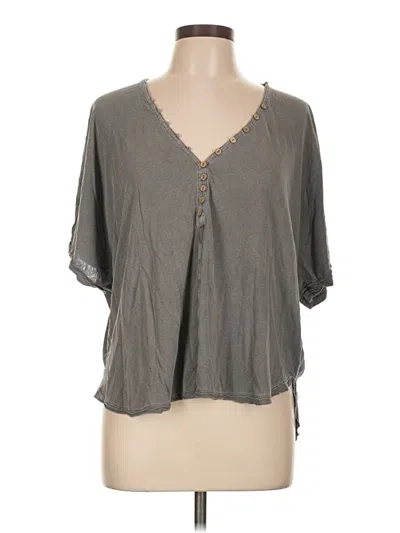 Pre-owned We The Free Short Sleeve Henley Shirt In Gray