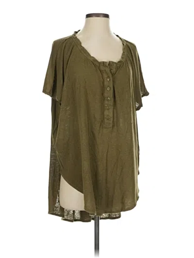 Pre-owned We The Free Short Sleeve Henley Shirt In Green