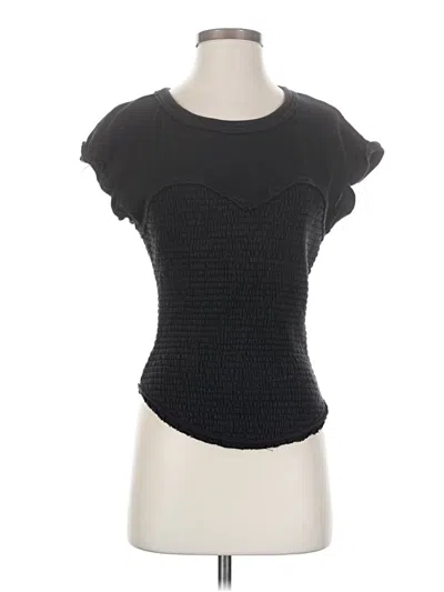 Pre-owned We The Free Short Sleeve Top Black Sweetheart Neckline Tops