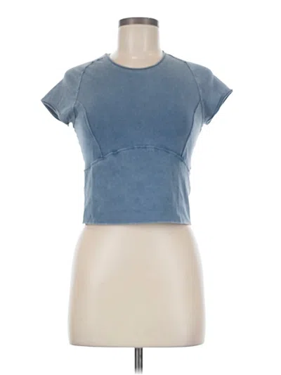 Pre-owned We The Free Short Sleeve Top Blue Keyhole Neckline Tops