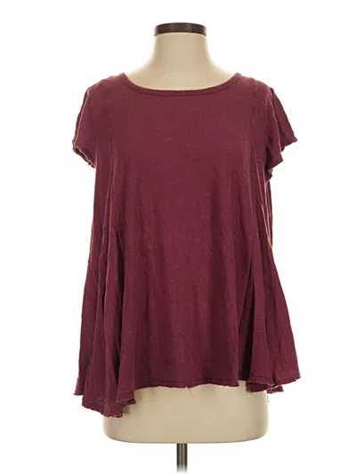 Pre-owned We The Free Short Sleeve Top Burgundy Scoop Neck Tops
