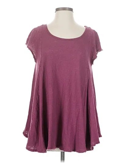 Pre-owned We The Free Short Sleeve Top Burgundy Scoop Neck Tops