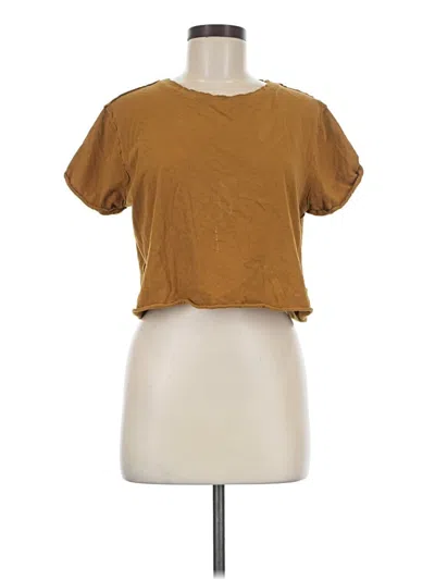 Pre-owned We The Free Short Sleeve Top Gold Crew Neck Tops