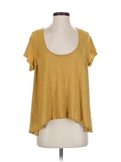 Pre-owned We The Free Short Sleeve Top Gold Solid Pattern Scoop Neck Tops