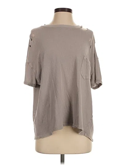 Pre-owned We The Free Short Sleeve Top Gray Keyhole Neckline Tops