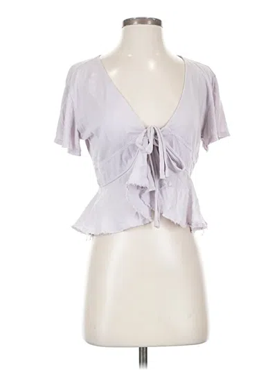 Pre-owned We The Free Short Sleeve Top Gray Plunge Neckline Tops
