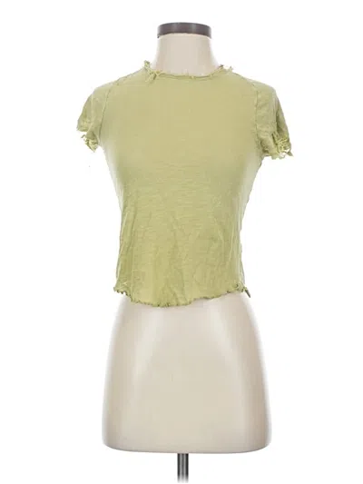 Pre-owned We The Free Short Sleeve Top Green Mock Neckline Tops