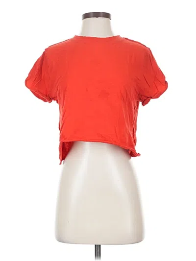 Pre-owned We The Free Short Sleeve Top Orange Keyhole Neckline Tops