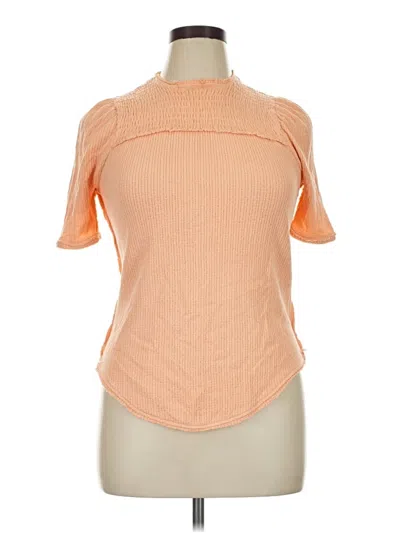 Pre-owned We The Free Short Sleeve Top Orange Mock Neckline Tops