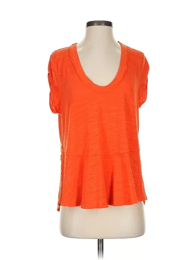 Pre-owned We The Free Short Sleeve Top Orange Scoop Neck Tops