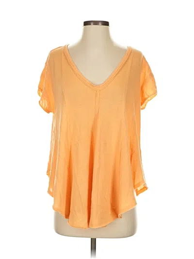 Pre-owned We The Free Short Sleeve Top Orange V Neck Tops