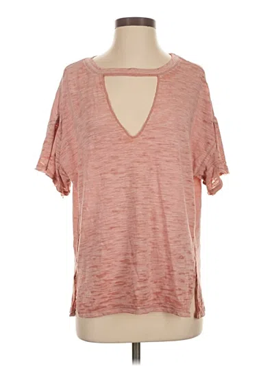 Pre-owned We The Free Short Sleeve Top Pink Keyhole Neckline Tops