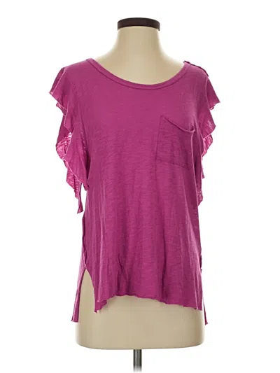 Pre-owned We The Free Short Sleeve Top Purple Cold Shoulder Neckline Tops