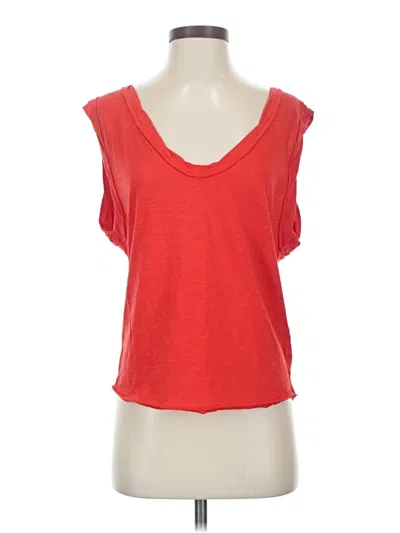 Pre-owned We The Free Short Sleeve Top Red Scoop Neck Tops