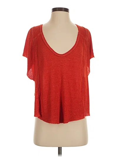 Pre-owned We The Free Short Sleeve Top Red Scoop Neck Tops