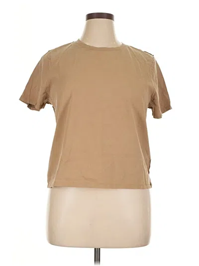 Pre-owned We The Free Short Sleeve Top Tan Crew Neck Tops In Brown