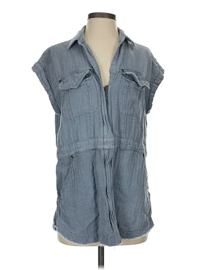 Pre-owned We The Free Sleeveless Button Down Shirt In Gray