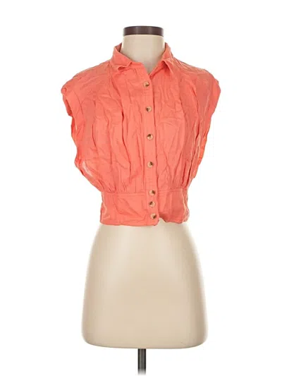 Pre-owned We The Free Sleeveless Button Down Shirt In Orange