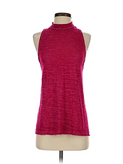 Pre-owned We The Free Tank Top Burgundy Solid Pattern Crew Neck Tops