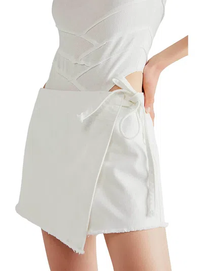 We The Free Womens Faux Wrap Frayed Hem Skort In White