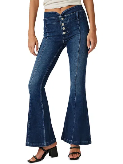 We The Free Womens Mid-rise Faded Flare Jeans In Blue