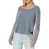We The Free Womens Ribbed Cable Knit Pullover Sweater In Multi