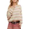 We The Free Womens Striped Knit Crop Sweater In White