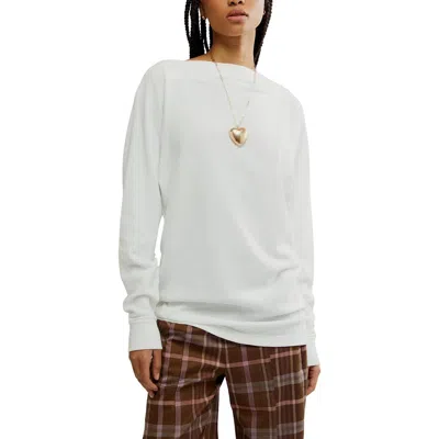 We The Free Womens Textured Cotton Pullover Sweater In White