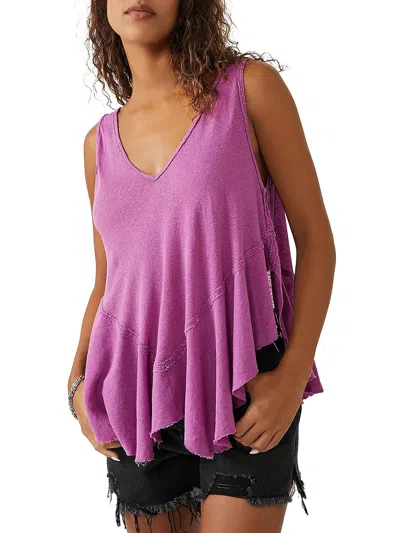 We The Free Womens Unfinished Hem Drop Waist Pullover Top In Purple