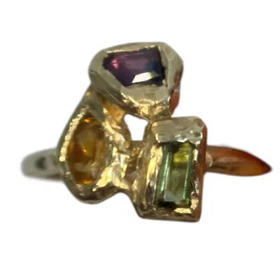 We The Stars Women's Green / Yellow Trio Stone Ring In Multi