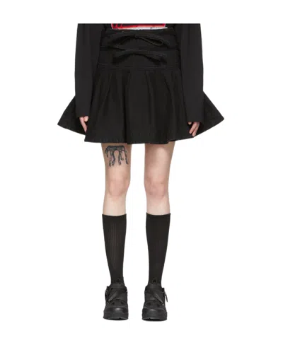 We11 Done A-line Cotton Mini Skirt In Black