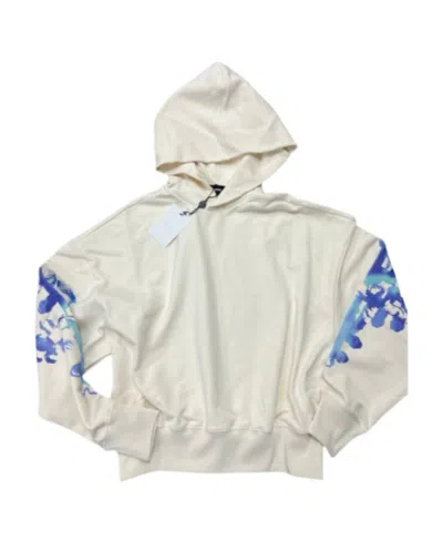 We11 Done Abstract-print Cotton Hoodie In White